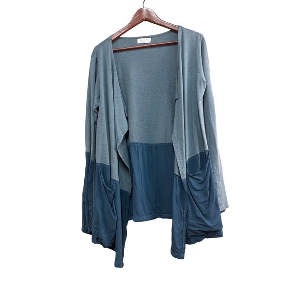Velvet By Graham & Spencer Womens Asymmetrical Hem Cardigan M Cotton & Rayon Ble - Picture 1 of 6